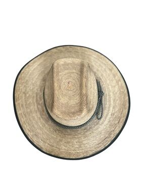 Men's Wide-Brim Straw Ranch Hat in Natural with Black Trim